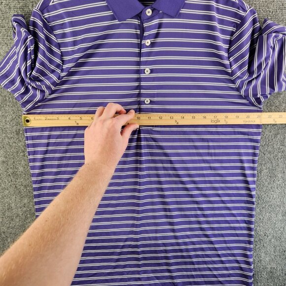RLX Ralph Lauren Medium Purple Short Sleeve Striped Polo Golf Activewear Spandex - Picture 11 of 13